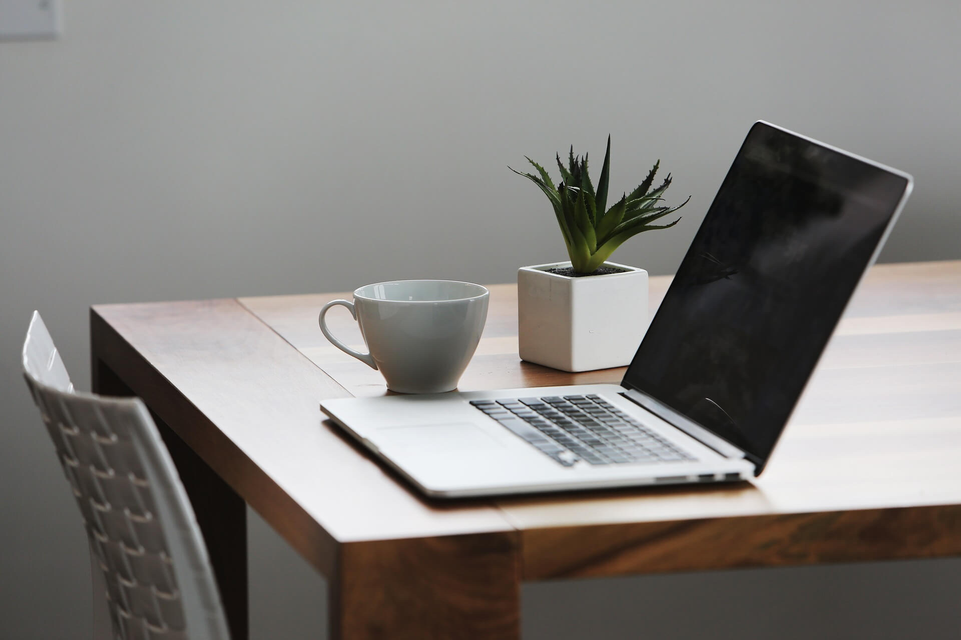 Home office with a laptop on a desk